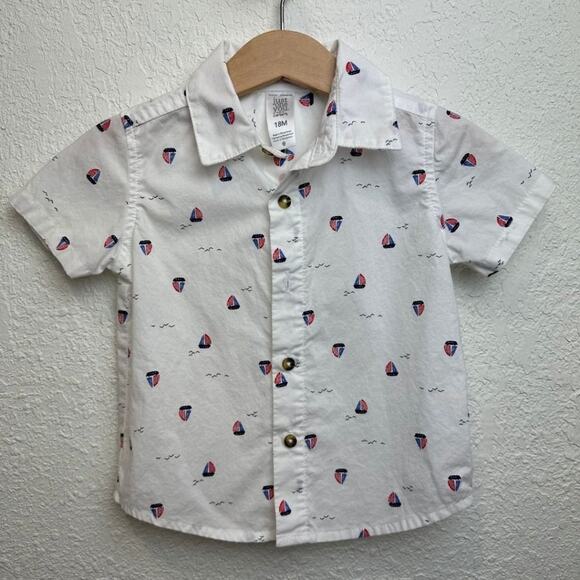 Carters's Set of 3 Short Sleeve Button Down Shirts Different Prints 18M - Picture 2 of 10